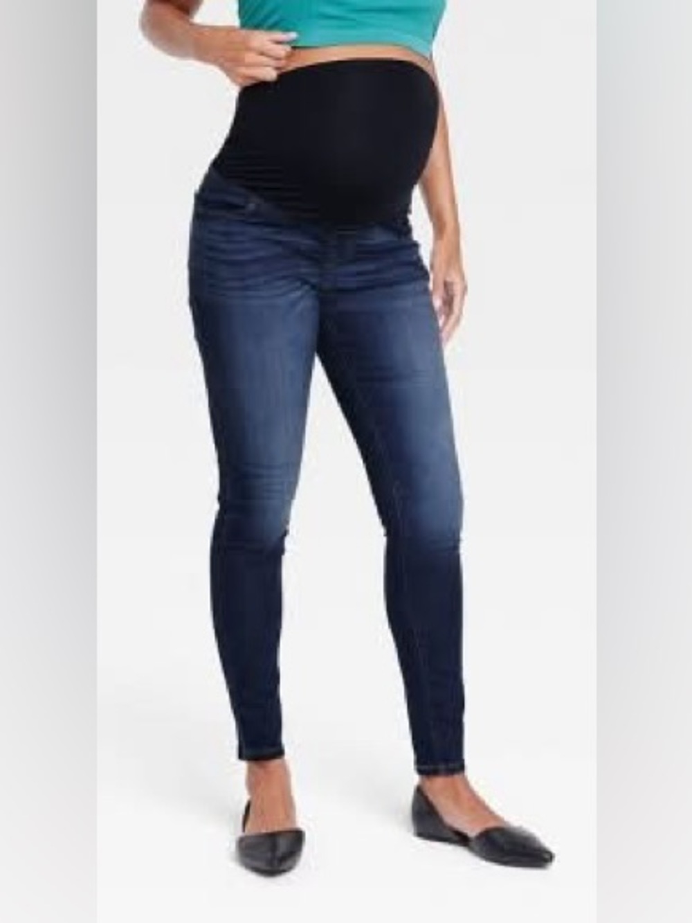 Isabel Maternity by Ingrid & Isabel Over-The-Belly Dark Skinny Jeans - Size 10